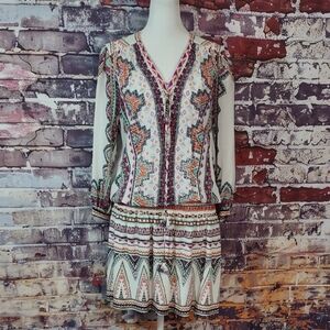 Hale Bob Silk Print Drop Waist Dress